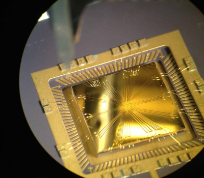 Prize-winning photo of an ion trap microchip