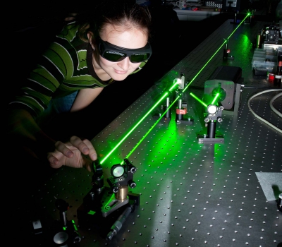Student in laser lab